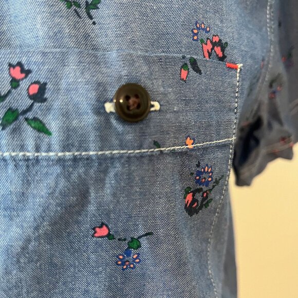 CPO Men's Blue  Floral Short Sleeve Button Down Shirt Size Medium - Picture 5 of 10